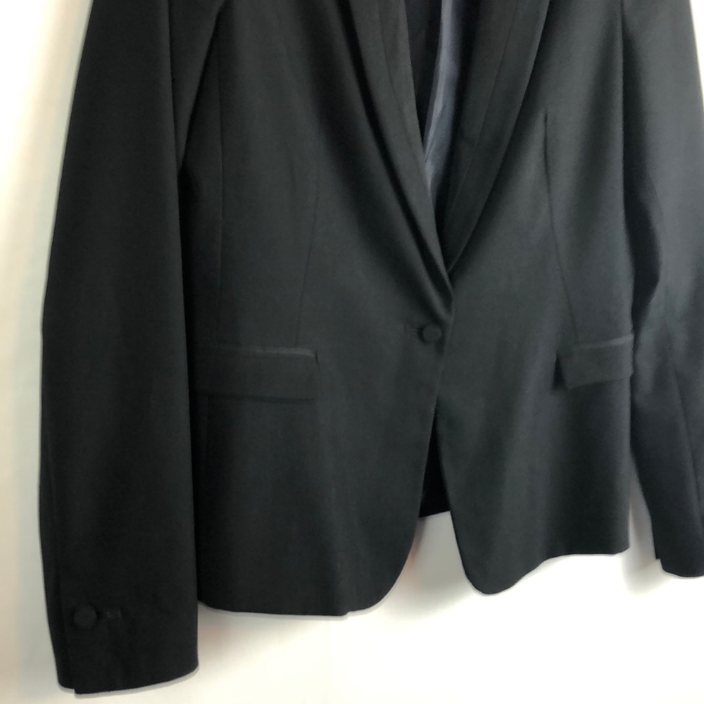 Zara Basic Black Single Button Blazer Tuxedo Lapel - image 5